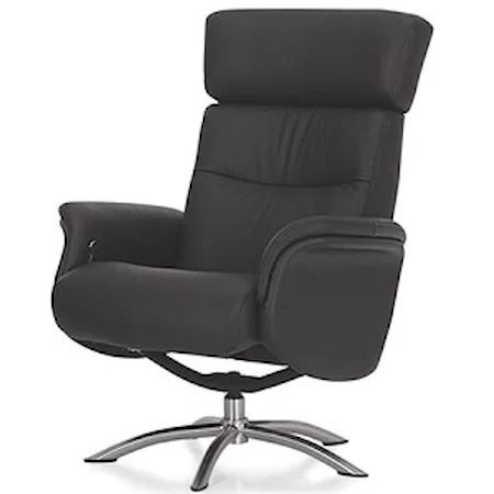 Contemporary Reclining Chair with Swivel Base and Adjustable Headrest